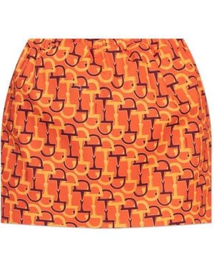 Gucci Horsebit Printed Skirt - Orange