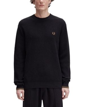 Fred Perry Knit With Embossed Work - Black