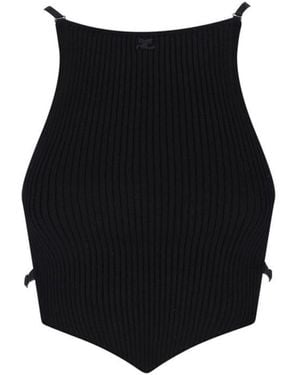 Courreges Logo Crop Top - Black