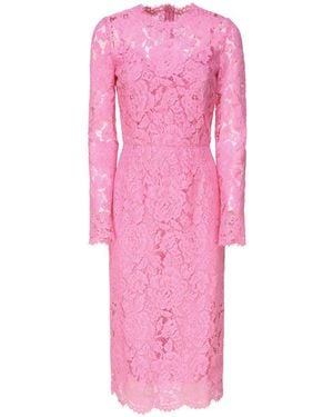 Dolce & Gabbana Pink A-line Viscose 3/4 Sleeves Dress