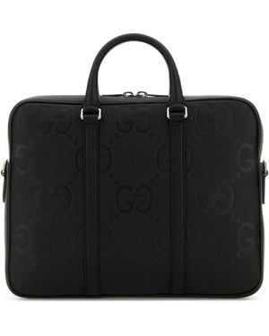 Gucci Leather Briefcase - Black