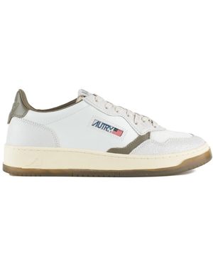 Autry Medalist Low Leather And Covert Trainers - White