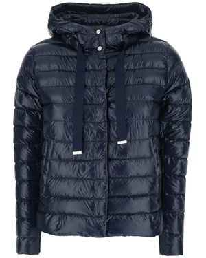 Herno Down Jacket With Drawstring Hood And Logo Detail On The Drawstring - Blue