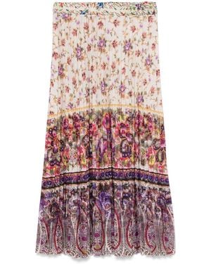 Pierre Louis Mascia Printed Silk Pleated Skirt - Red