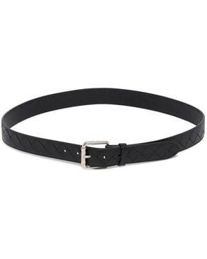 Bottega Veneta "Intrecciato" Leather Belt - Black