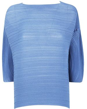 Pleats Please Issey Miyake "Sheer Bounce Knit" Shirt - Blue