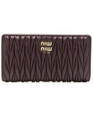 Miu Miu Matelassé Wallet - Brown