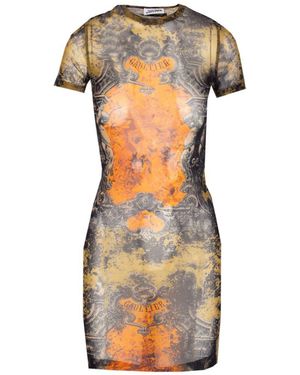 Jean Paul Gaultier Medaillon Print Mesh Short Dress - Multicolour