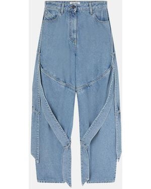 The Attico Wide Light Jeans With Ribbons - Blue