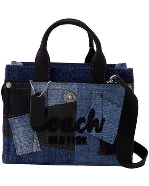 トートバッグ Coach Patchwork Cargo 20 Tote Bag - Coach - Cotton - Blue COACH Patchwork Cargo Tote 20 in Blue | Lyst