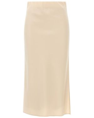 Brunello Cucinelli 'pencil Fluid' Skirt - Natural