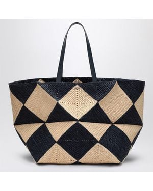 Loewe Puzzle Fold Tote Xxl Natural/ Raffia Bag - Black