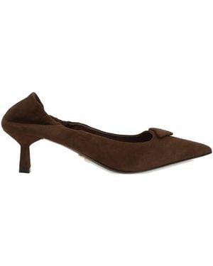 Prada Suede Court Shoes With Elastic On The Heel Shoes - Brown