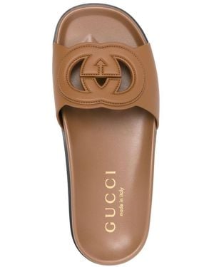 Gucci Cut Leather Sandals - Brown