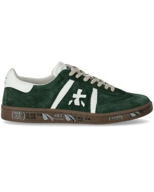 Premiata Suede Leather Sneakers Logo Sole - Green