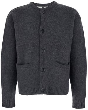 Tonywack Crew Neck Sweater With Front Pockets And Brushed Effect - Grey