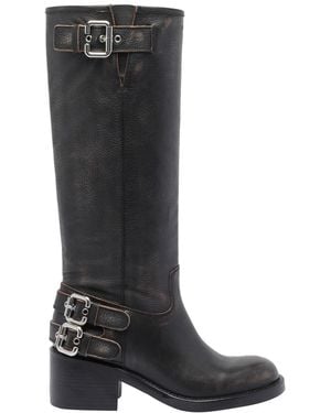 ロングブーツ CHLOE Black Leather Janis Ankle Boots Chloé Janis Heeled Ankle Boot | Chloé BN