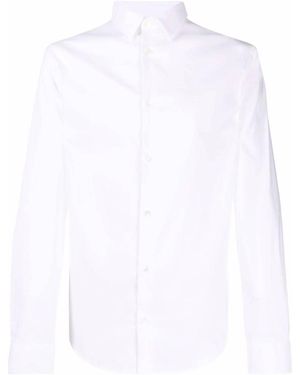 Emporio Armani Classic Cotton Blend Embroidered Shirt - White