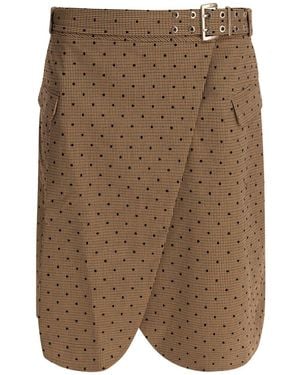 Ganni Flock Check Suiting Skirt - Brown