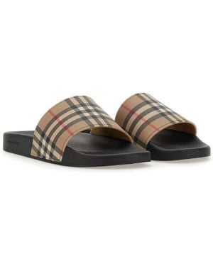 Burberry Sandalo Slide Con Stampa Check - Multicolour