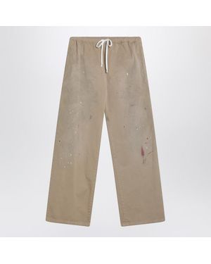 MM6 by Maison Margiela Wide Pants With Brushstrokes - Natural