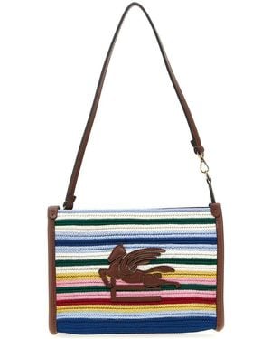 Etro Striped Viscose Pouch - Blue
