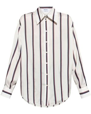 McQueen Flared Striped Silk Shirt - White