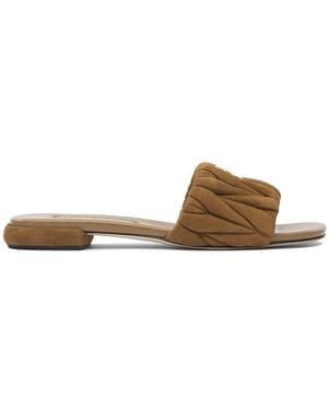 Miu Miu Quilted Nappa Leather Sandals - Brown