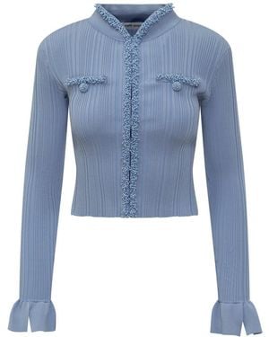 Self-Portrait Cardigan With Pearls - Blue