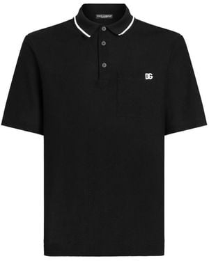 Dolce & Gabbana Cotton Pique Polo Shirt - Black