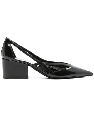 Prada 55mm Debossed-logo Court Shoes - Black