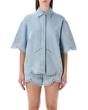 Zimmermann Daylight Embroidered Denim Shirt - Blue