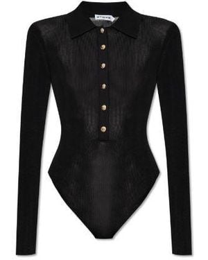 Self-Portrait Button Placket Shirt - Black