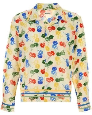 Bode Printed Cotton Flower Stamp Shirt - Multicolor