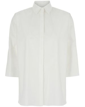 Antonelli Oversized Shirt With Classic Collar And Three-Quarter Sleeves - White