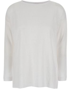 Allude Shirt With Boart Neckline - White