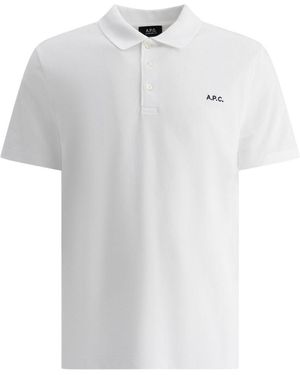 A.P.C. Polo Shirt With Classic Collar And Logo Embroidery On The Front - White