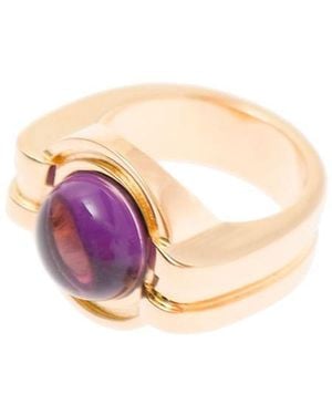 LEDA MADERA Sophia Gold Plated Brass Rings Wirh Purple Stone Detail Woman - Pink