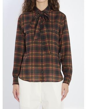 Saint Laurent Lavallière Cassandre Shirt - Brown