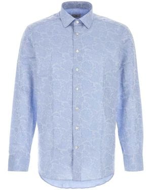 Etro Floral Cotton Jacquard Shirt - Blue