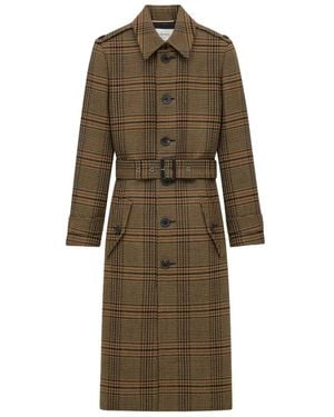 Saint Laurent Manteau Prince De Galles Trico - Natural
