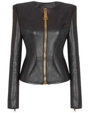 Balmain Zipped Lambskin Basque Jacket - Black
