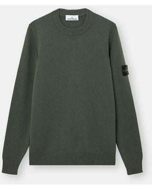 Stone Island Crewneck Jumper In Wool - Green