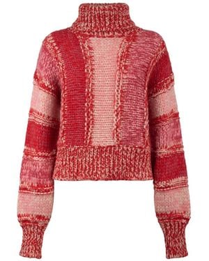 Roberto Collina Turtleneck Mix Of Mouliné Stripes - Red