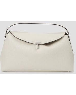 TOTEME T-Lock Grained-Leather Top Handle - Natural