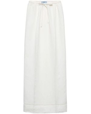 Prada Logo-Embroidered Skirt - White