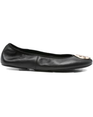 Tory Burch Ballerinas With Logo Plaque On The Front - Black