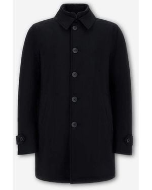 Herno Long Layered Down Coat - Blue