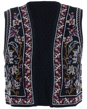 Ba&sh 'Coco' Sleeveless Vest With All-Over Embroidery - Black
