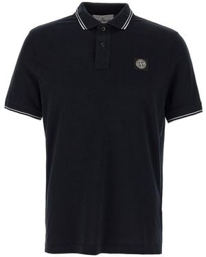 Stone Island Logo Patch Polo Shirt - Black